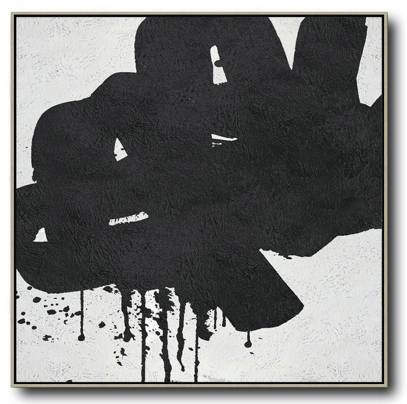Handmade Painting Large Abstract Art,Oversized Minimal Black And White Painting - Large Wall Canvas Paintings